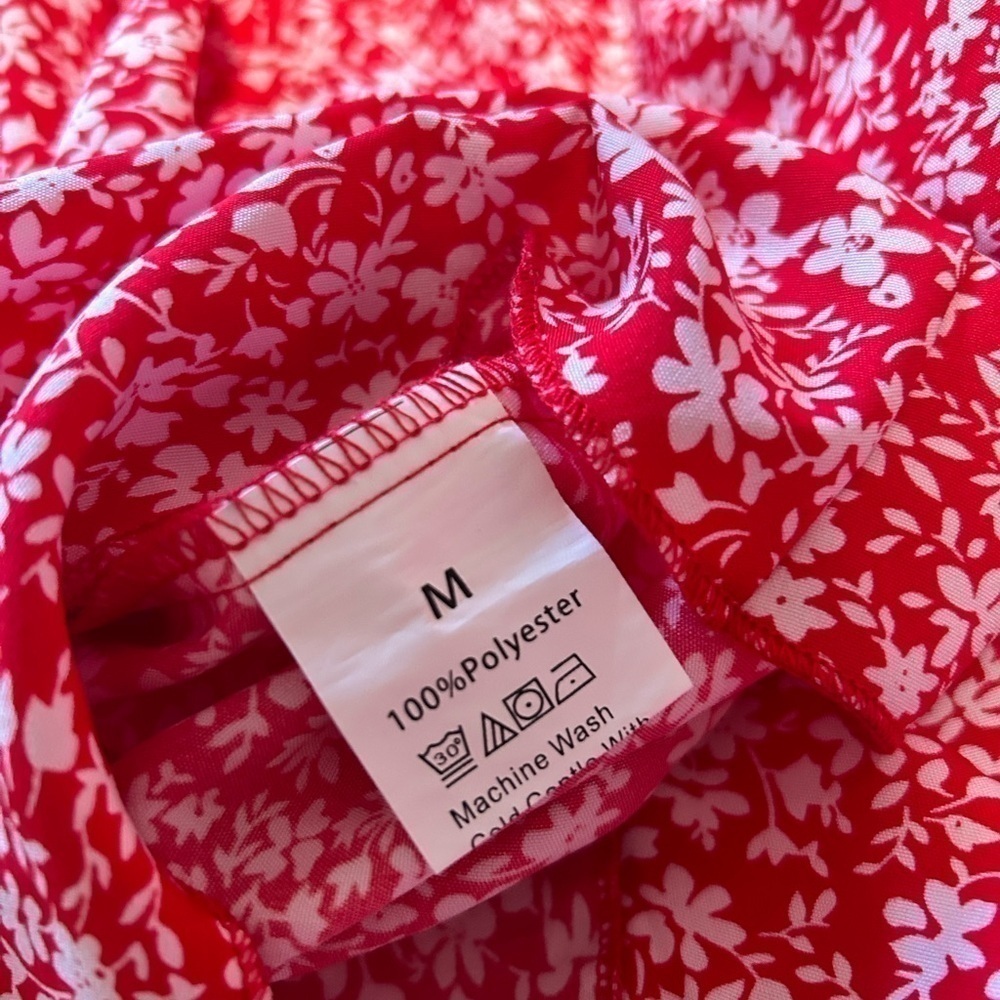 Red and White Floral Maxi Dress - Picture 3 of 4